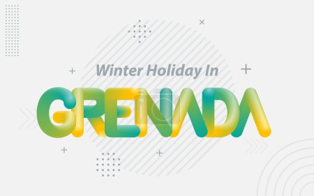 Illustration for Winter Holiday in Grenada. Creative Typography with 3d Blend effect - Royalty Free Image
