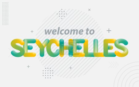 Ilustración de Bienvenidos a Seychelles. Tipografía creativa con efecto de mezcla 3d - Imagen libre de derechos