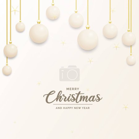 Téléchargez les illustrations : Décoration de Noël festive Boules de Noël blanches et dorées pour site web. les réseaux sociaux. blog ou votre canal vidéo - en licence libre de droit