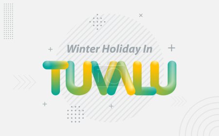 Illustration for Winter Holiday in Tuvalu. Creative Typography with 3d Blend effect - Royalty Free Image