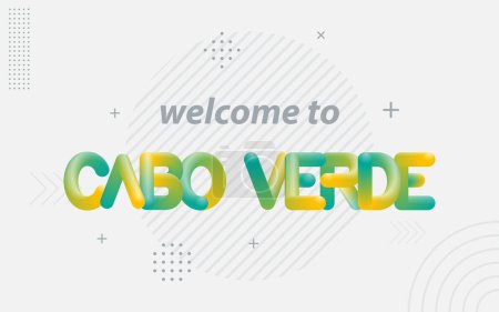 Téléchargez les illustrations : Bienvenue au Cap Vert. Typographie créative avec effet de mélange 3d - en licence libre de droit