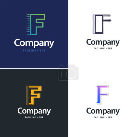 Ilustración de Letra F Big Logo Pack Design Diseño de logos modernos creativos para su negocio - Imagen libre de derechos