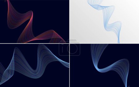 Ilustración de Agregue un toque de sofisticación a sus diseños con un conjunto de 4 fondos de patrón de onda geométrica - Imagen libre de derechos