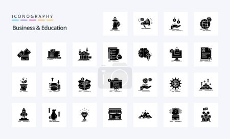 Téléchargez les illustrations : 25 Entreprise et éducation Solide pack icône Glyphe - en licence libre de droit