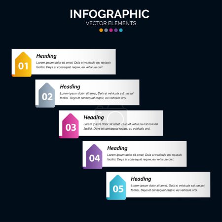 Illustration for 5 Steps Infographics design vector and marketing can be used for workflow layout - Royalty Free Image