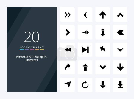 Ilustración de 20 Icono de glifo sólido de flecha para presentación - Imagen libre de derechos