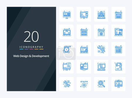 Ilustración de 20 Diseño web y desarrollo icono de color azul para la presentación - Imagen libre de derechos