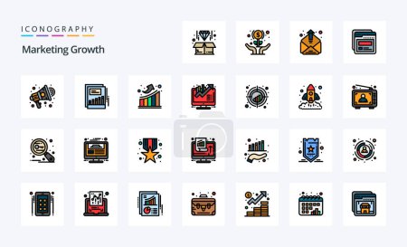 Ilustración de 25 Línea de crecimiento de marketing relleno icono de estilo pack - Imagen libre de derechos