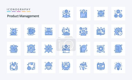 Téléchargez les illustrations : 25 Product Management Pack icône bleue - en licence libre de droit