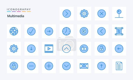 Illustration for 25 Multimedia Blue icon pack - Royalty Free Image