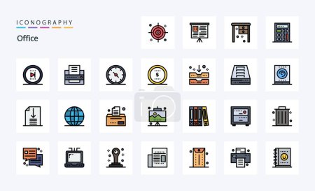 Illustration for 25 Office Line Filled Style icon pack - Royalty Free Image