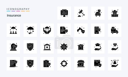 Illustration for 25 Insurance Solid Glyph icon pack - Royalty Free Image