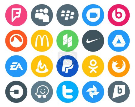 Ilustración de 20 Paquete de iconos de redes sociales Incluyendo el navegador. odnoklassniki. nike. paypal. deportes - Imagen libre de derechos
