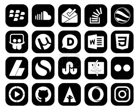 Ilustración de 20 Paquete de iconos de redes sociales Incluyendo simple. adsense. desbordamiento. css. disqus - Imagen libre de derechos