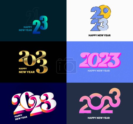 Téléchargez les illustrations : Grande collection de symboles Bonne année 2023 Couverture du journal des affaires pour 2023 avec souhaits - en licence libre de droit