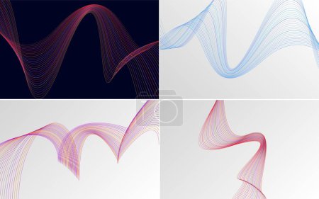 Illustration for Set of 4 waving line backgrounds for a contemporary design - Royalty Free Image
