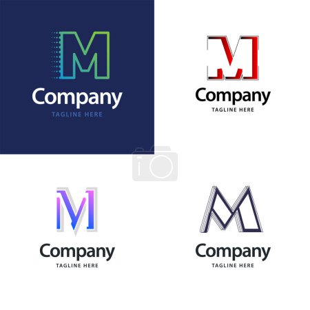 Téléchargez les illustrations : Lettre M Big Logo Pack Design Creative Design de logos modernes pour votre entreprise - en licence libre de droit