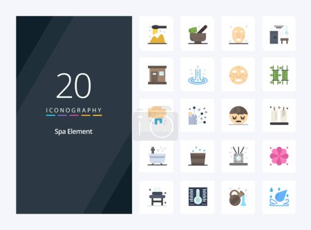 Illustration for 20 Spa Element Flat Color icon for presentation - Royalty Free Image