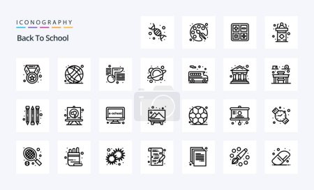 Illustration for 25 Back To School Line icon pack - Royalty Free Image