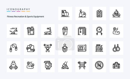 Téléchargez les illustrations : Pack d'icônes de la ligne d'équipement récréatif et sportif 25 - en licence libre de droit