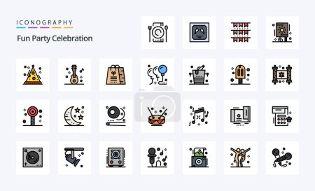Téléchargez les illustrations : Pack d'icônes 25 Party Line Filled Style - en licence libre de droit