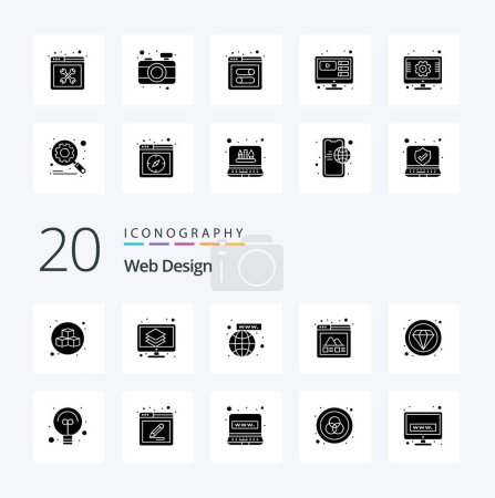 Ilustración de 20 Diseño Web icono de glifo sólido Paquete como la foto de diseño de conexión de diamantes de lujo - Imagen libre de derechos