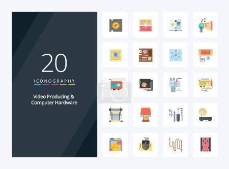 Ilustración de 20 Producción de vídeo y hardware de ordenador icono de color plano para la presentación - Imagen libre de derechos