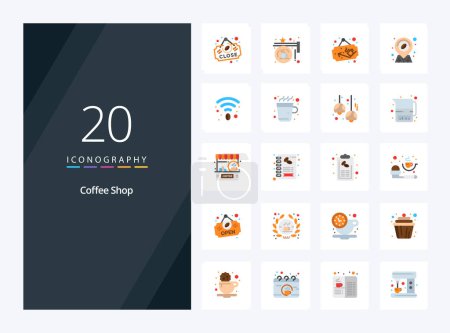 Illustration for 20 Coffee Shop Flat Color icon for presentation - Royalty Free Image