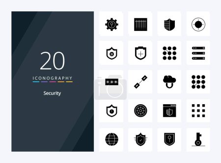 Illustration for 20 Security Solid Glyph icon for presentation - Royalty Free Image