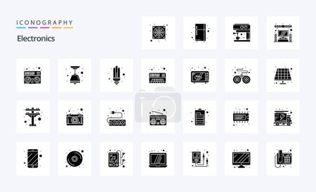 Illustration for 25 Electronics Solid Glyph icon pack - Royalty Free Image