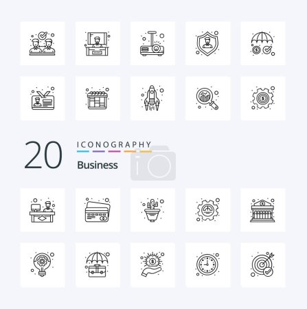 Illustration for 20 Business Line icon Pack like finance bank flower productivity excellency - Royalty Free Image