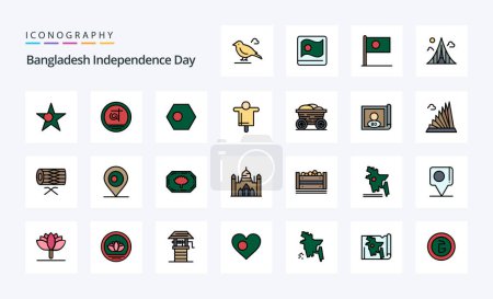 Illustration for 25 Bangladesh Independence Day Line Filled Style icon pack - Royalty Free Image