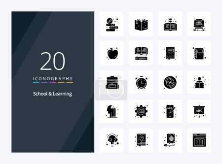 Illustration for 20 School And Learning Solid Glyph icon for presentation - Royalty Free Image