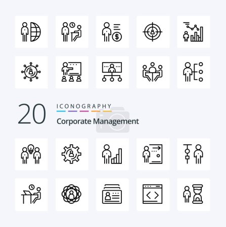 Illustration for 20 Corporate Management Line icon Pack like fired door production management corporate - Royalty Free Image