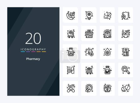 Illustration for 20 Pharmacy Outline icon for presentation - Royalty Free Image