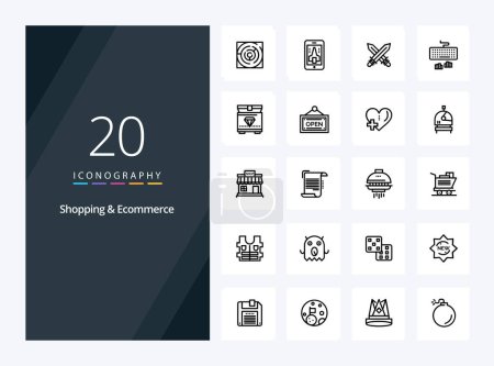 Illustration for 20 Shopping And Ecommerce Outline icon for presentation - Royalty Free Image