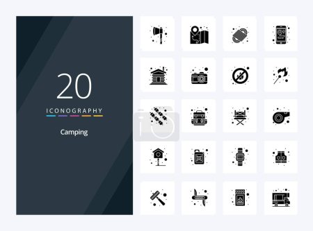 Ilustración de 20 Camping Solid Glyph icono para la presentación - Imagen libre de derechos
