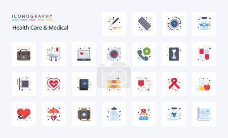 Illustration for 25 Health Care And Medical Flat color icon pack - Royalty Free Image