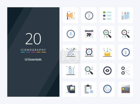 Illustration for 20 Ui Essentials Flat Color icon for presentation - Royalty Free Image