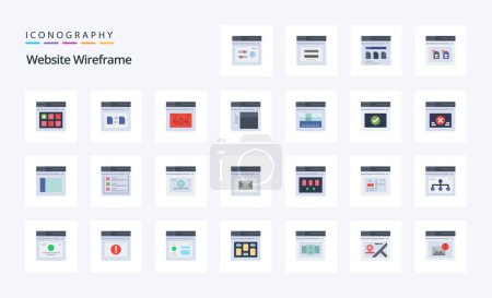 Illustration for 25 Website Wireframe Flat color icon pack - Royalty Free Image