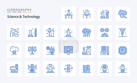 Illustration for 25 Science And Technology Blue icon pack - Royalty Free Image