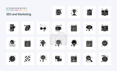 Illustration for 25 Seo Solid Glyph icon pack - Royalty Free Image