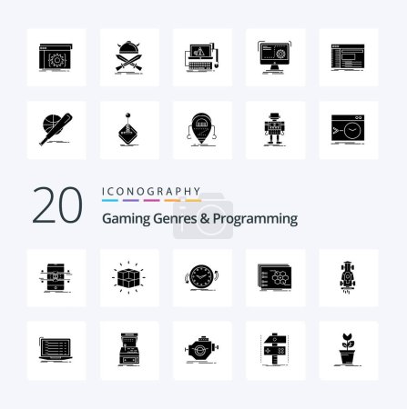 Ilustración de 20 Géneros de Juegos Y Programación Icono de Glifo Sólido Paquete como solución de juego de estrategia en el sentido de las agujas del reloj - Imagen libre de derechos