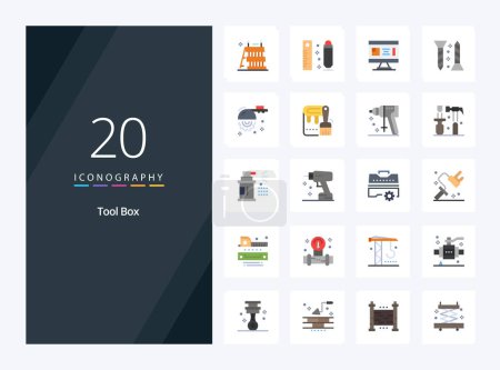 Téléchargez les illustrations : 20 Outils Icône couleur plate pour la présentation - en licence libre de droit