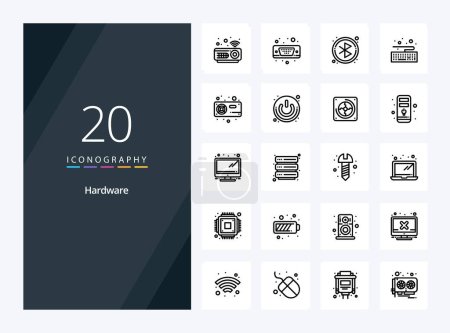 Téléchargez les illustrations : 20 icône de contour matériel pour la présentation - en licence libre de droit