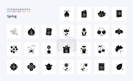 Ilustración de 25 Paquete de icono de glifo sólido de primavera - Imagen libre de derechos