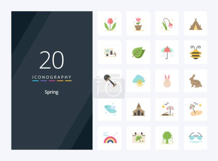 Illustration for 20 Spring Flat Color icon for presentation - Royalty Free Image