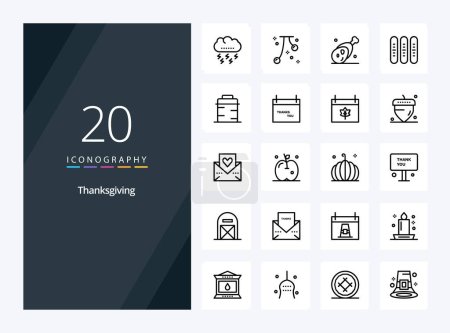 Illustration for 20 Thanks Giving Outline icon for presentation - Royalty Free Image