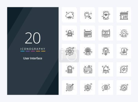 Ilustración de 20 Icono de contorno de interfaz de usuario para presentación - Imagen libre de derechos