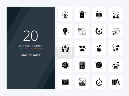 Illustration for 20 Save The World Solid Glyph icon for presentation - Royalty Free Image